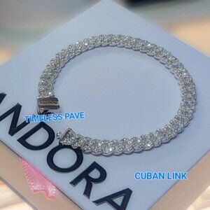 PANDORA TIMELESS PAVE CUBAN CHAIN BRACELET! NEW IN THE BOX!